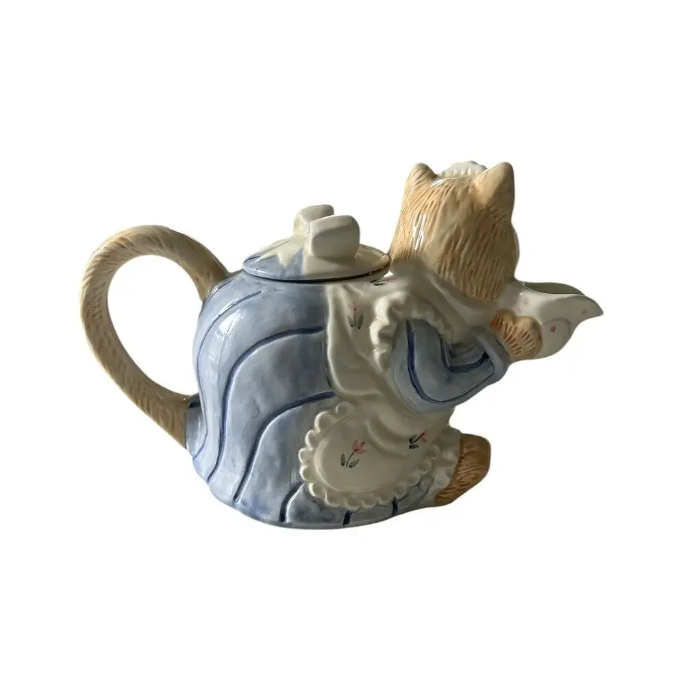 Vintage Takahashi San Francisco Hand Painted Cat‎ Ceramic Teapot With Lid